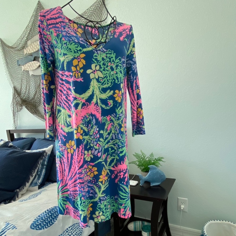 Lilly Pulitzer V-neck 3/4 sleeve Pima Cotton Dress Sz M